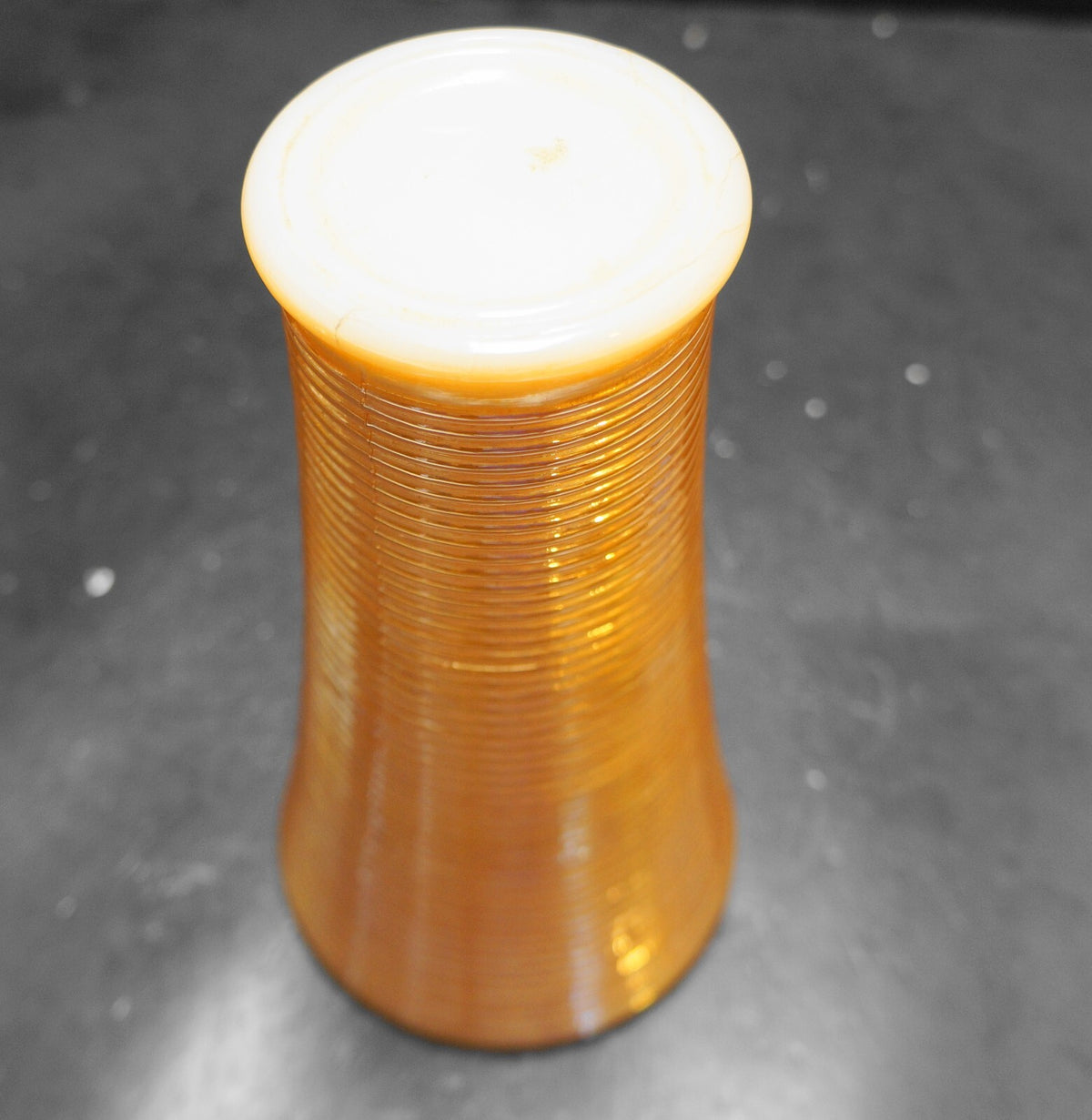 Fire King Peach Lustre Ribbed Vase