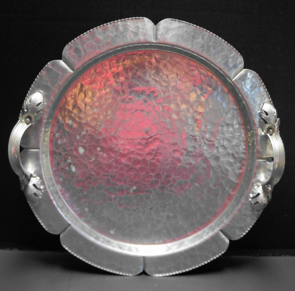 Continental Silverlook Hand Wrought Aluminum Round Handled Tray