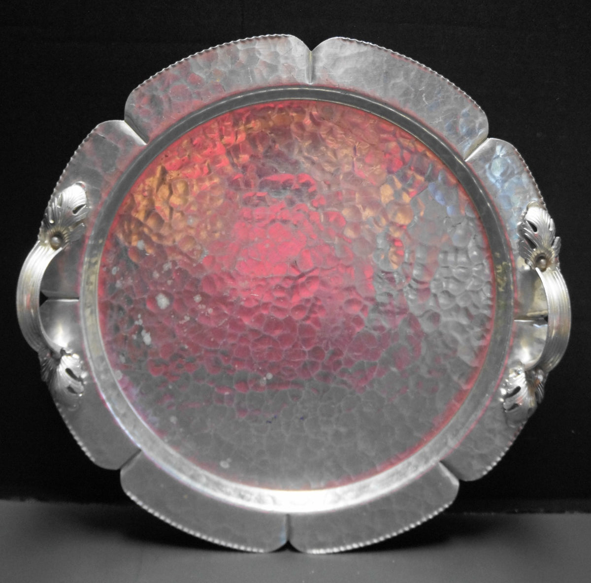Continental Silverlook Hand Wrought Aluminum Round Handled Tray