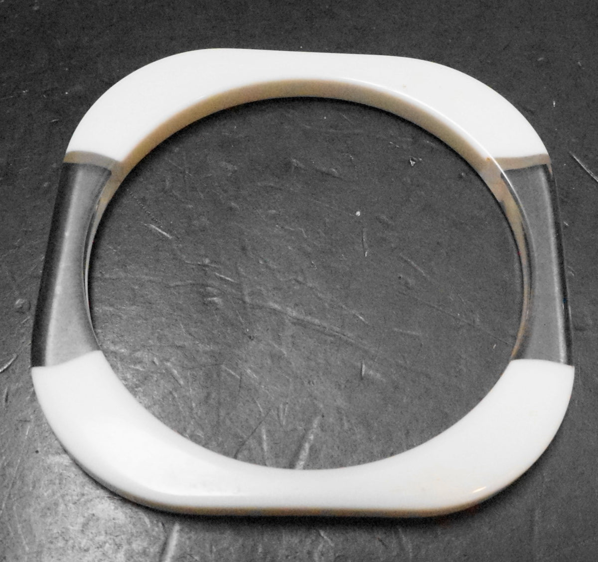 White Lucite Clear Color Block Square Bangle Bracelet