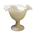 Fenton Hobnail Milk Glass #3728 5 3/4" Double Crimped Small Compote Candleholder