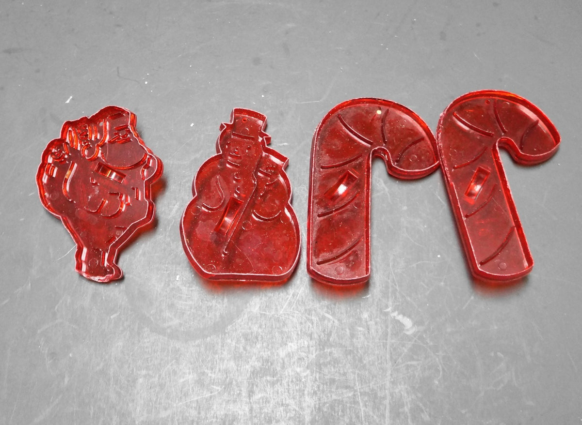 HRM Vintage Christmas Cookie Cutters Set of 4 USA Red Translucent