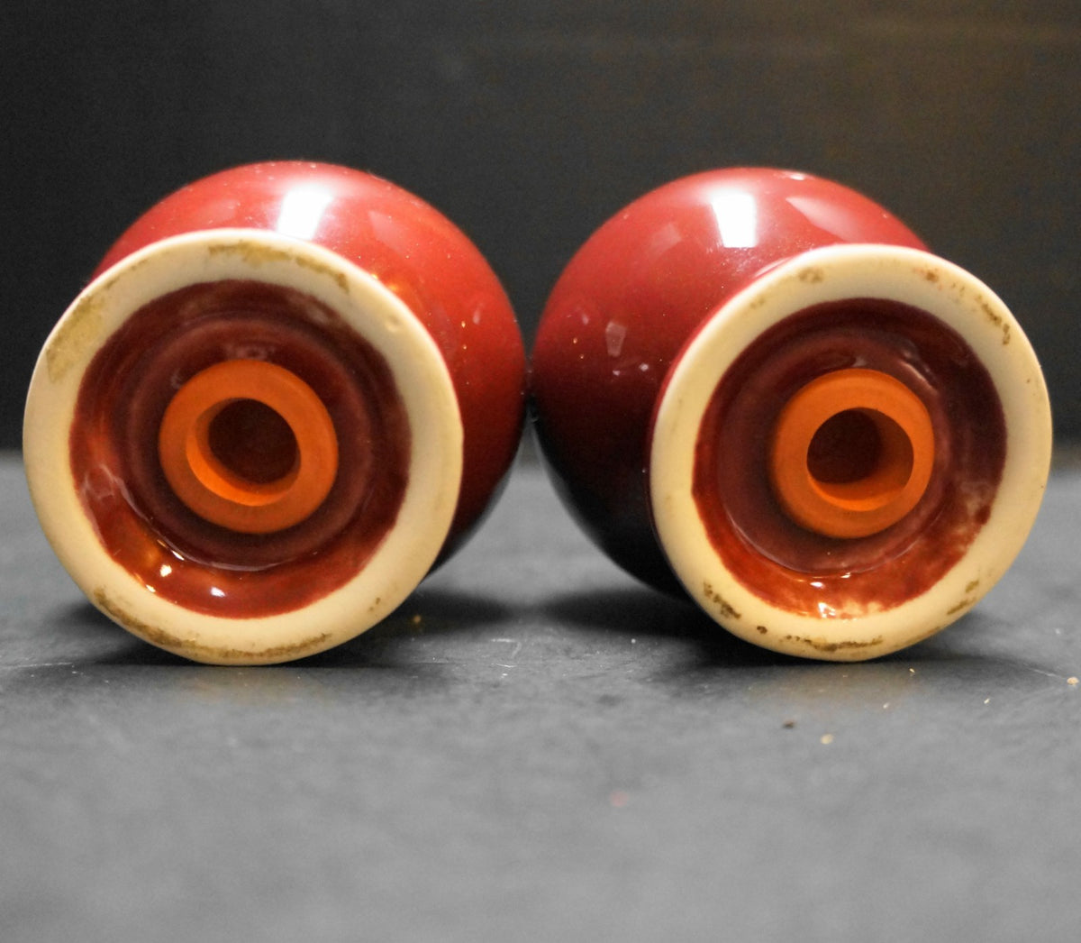Homer Laughlin Fiesta Cinnabar Burgundy Maroon Ball Salt Pepper Shakers