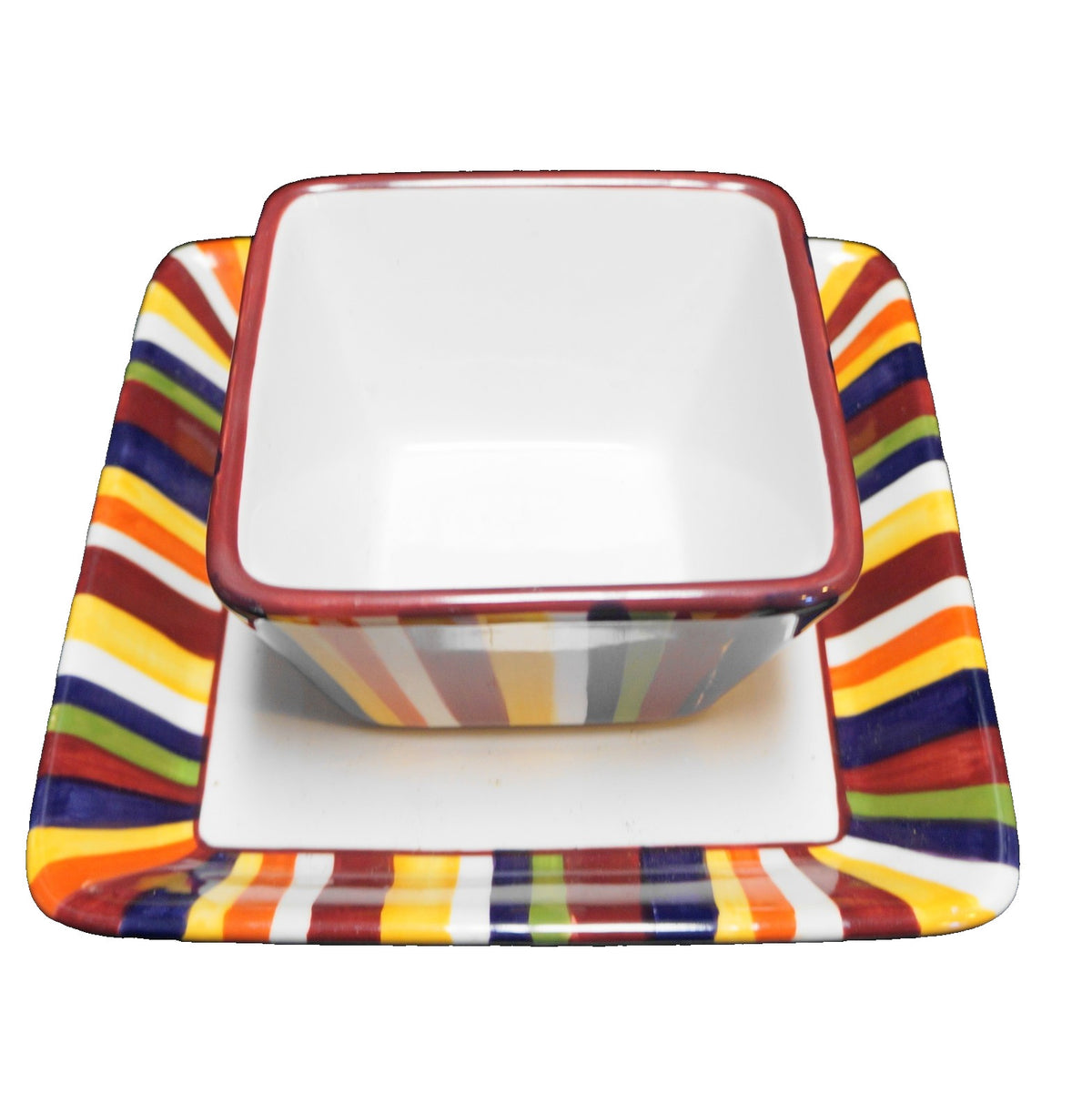 SOLD Pampered Chef Simple Additions Striped Square Dessert Bowl Salad Plate