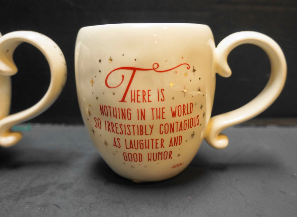 Grasslands Road Mugs Pair Love Laughter Cream Red Gold