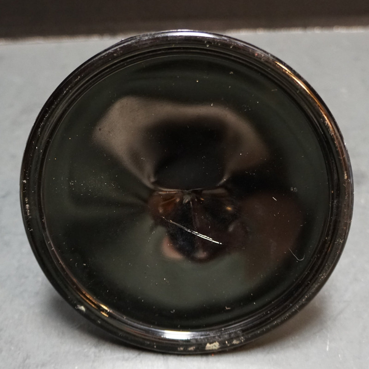 Black Glass Candle Stick Holder Single Light Depression Art Deco