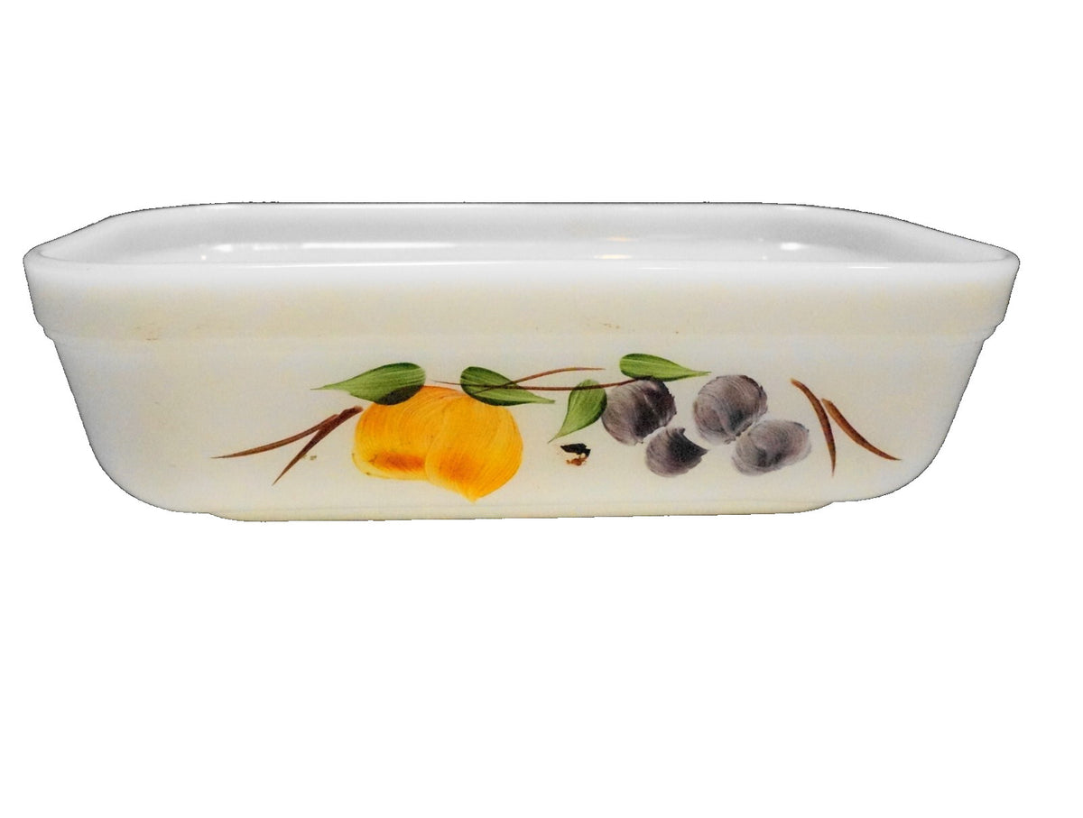 Anchor Hocking Fire King Gay Fad Fruits Hand Painted Medium Refrigerator Dish