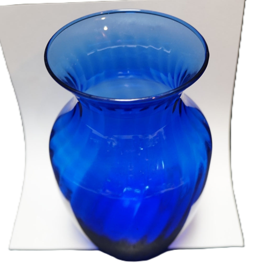 Indiana Glass Illusions Optic Swirl Cobalt Blue Vase 8 IN