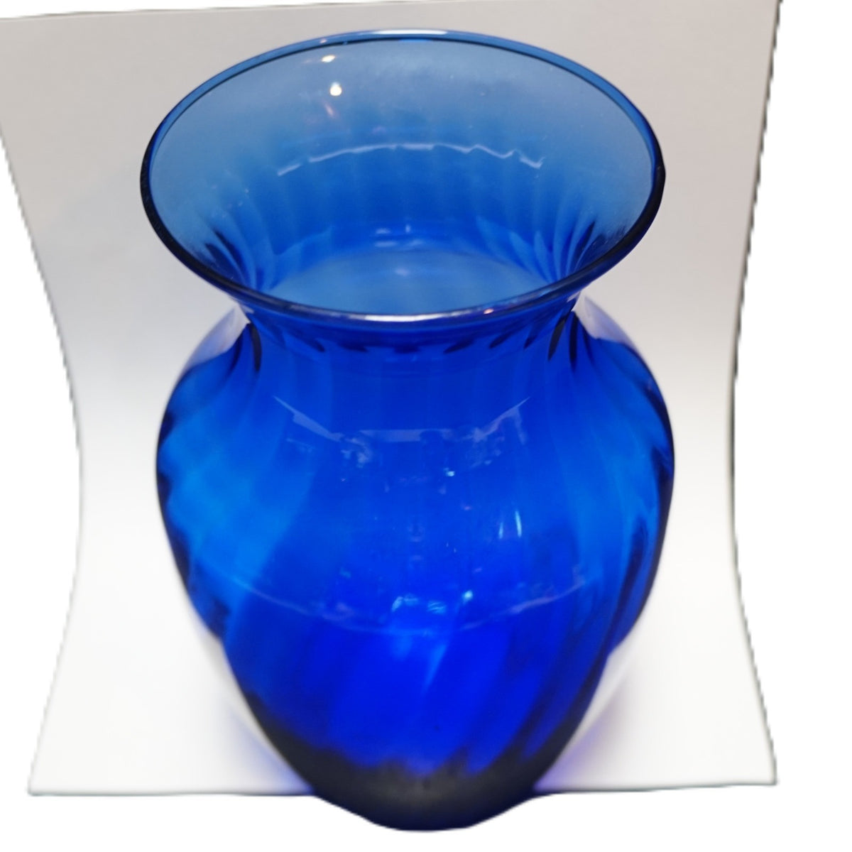 Indiana Glass Illusions Optic Swirl Cobalt Blue Vase 8 IN