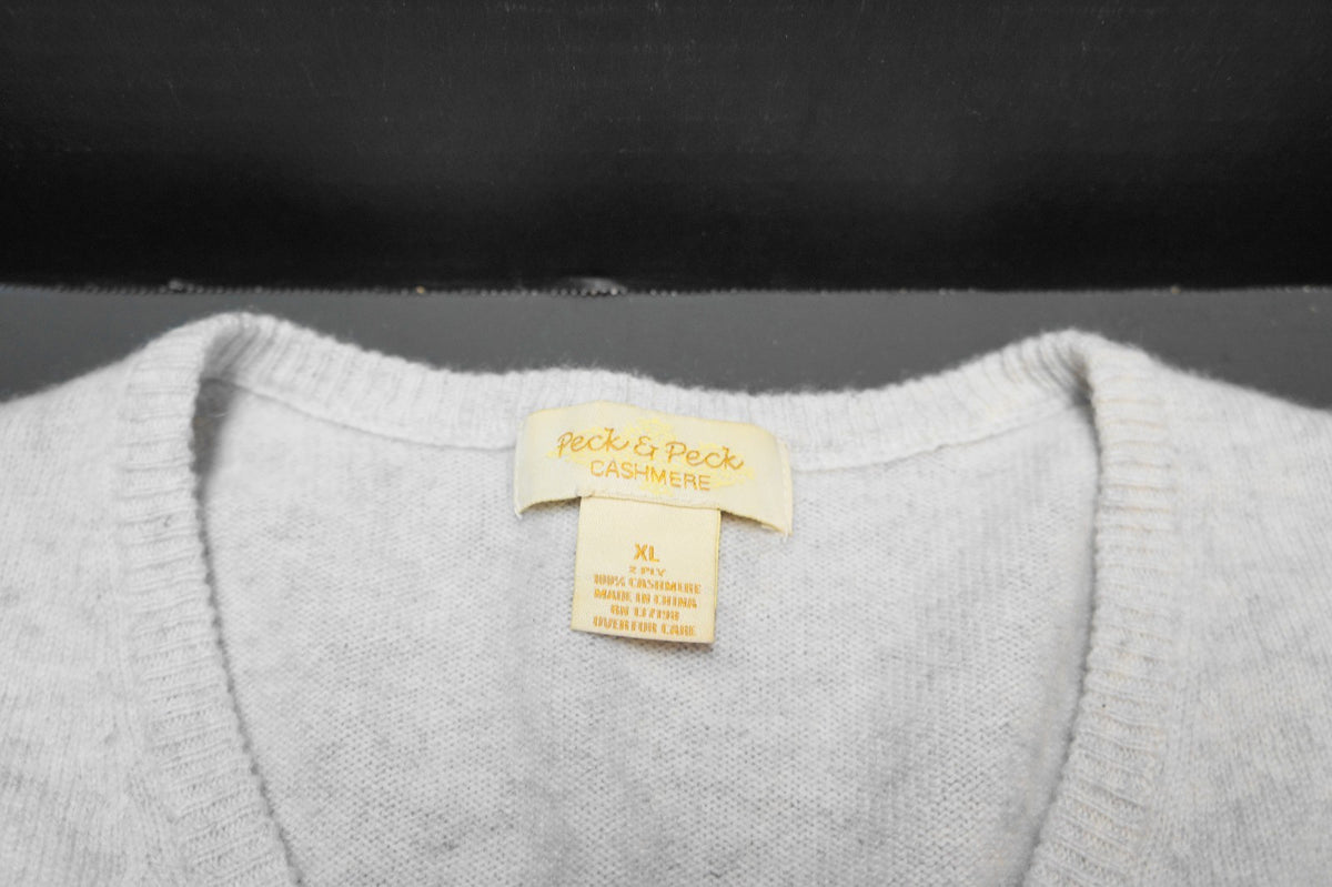 Peck & Peck Cashmere Sweater Pale Grey XL Womens 2 Ply