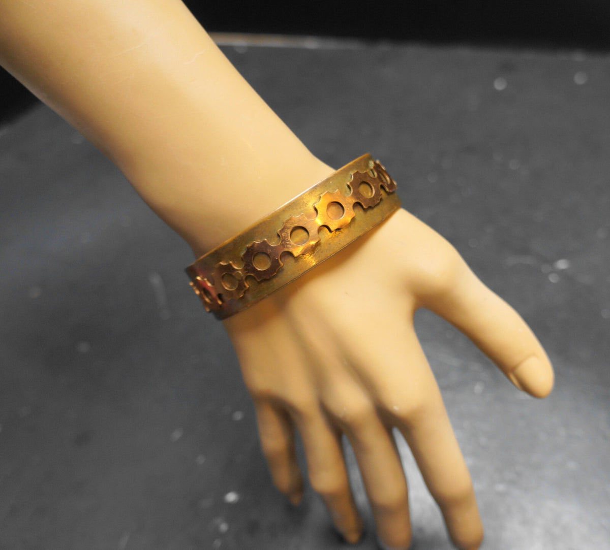 Copper Cuff Bracelet Appllied Gear Decoration