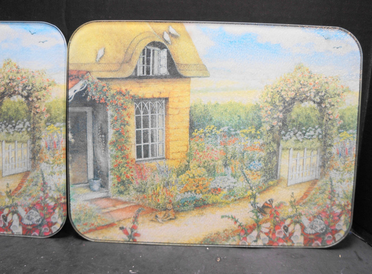 McGowan Mfg TufTop Cottage Garden Tempered Glass Small Cutting Boards Pair