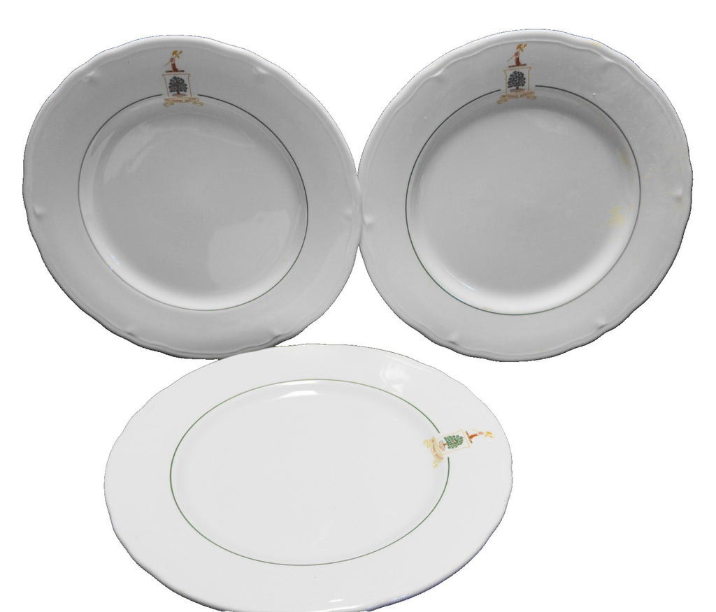Ubi Tempus Quiescit Tree Shield Arm Sword Logo Restaurant Ware Plates Shenango