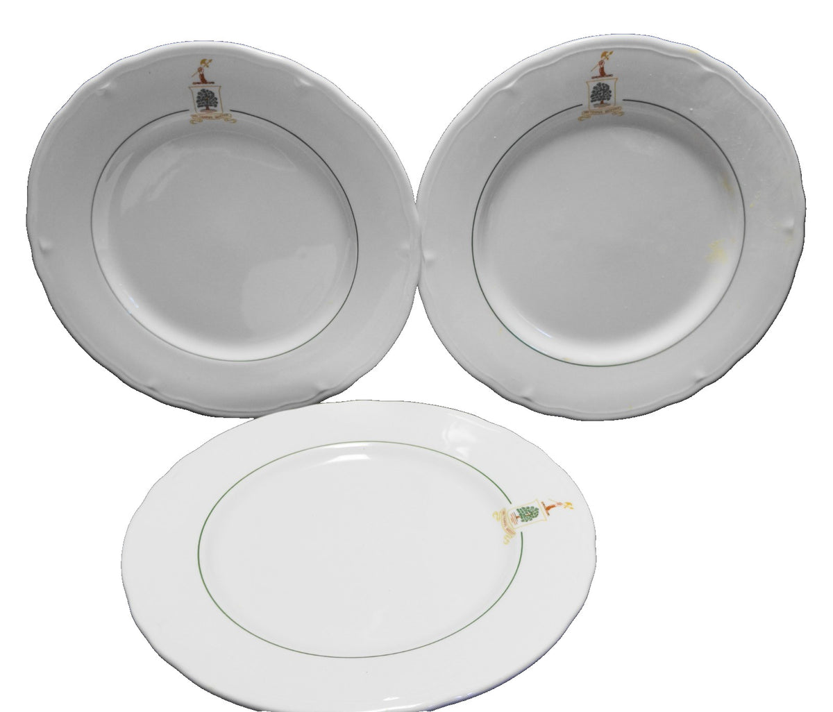 Ubi Tempus Quiescit Tree Shield Arm Sword Logo Restaurant Ware Plates Shenango