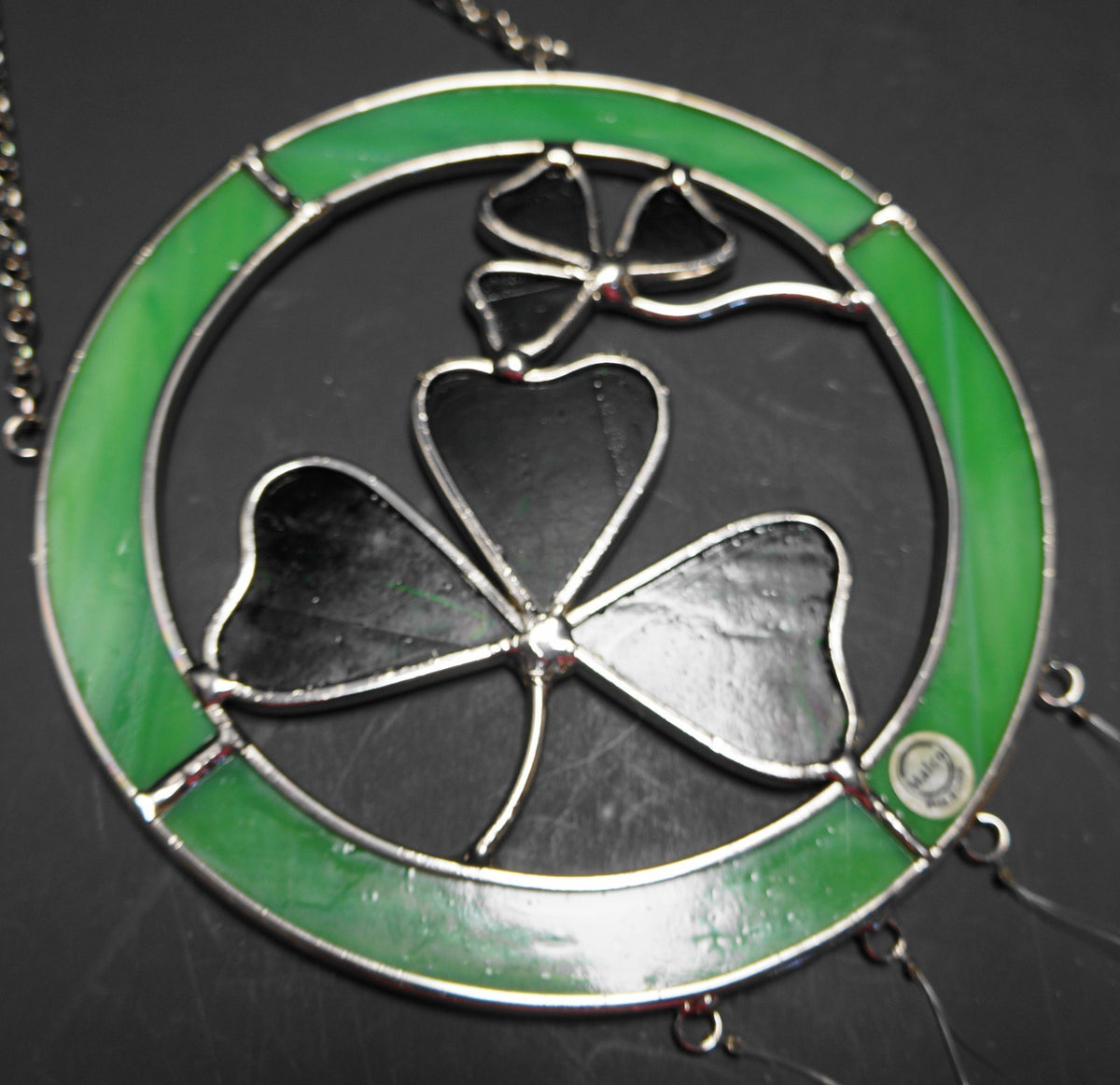 Green Stained Glass Shamrock Wind Chimes Malco