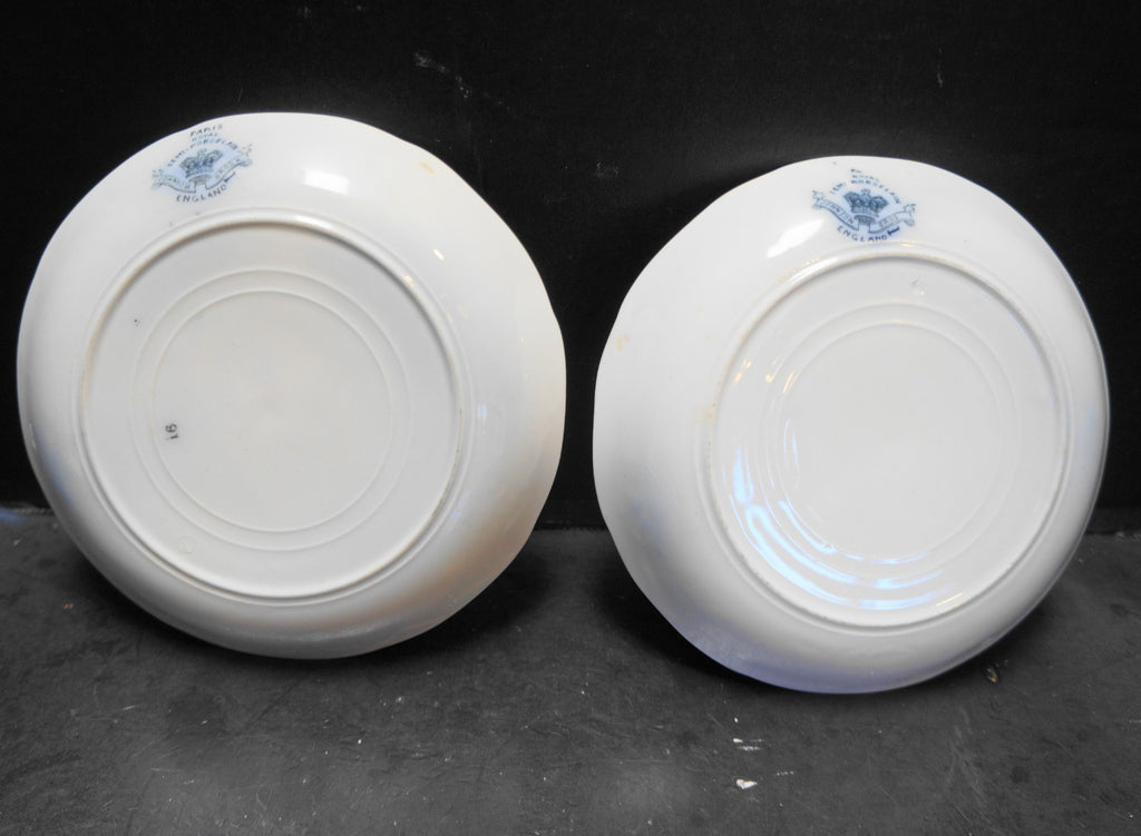 Johnson Bros Paris Blue Saucers Pair Royal Semi Porcelain England