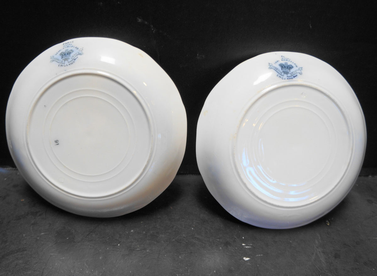 Johnson Bros Paris Blue Saucers Pair Royal Semi Porcelain England