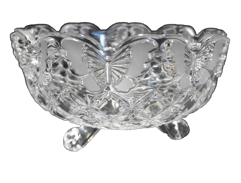 Hofbauer Papillon Butterfly Crystal Bowl 3 Toed 8 IN