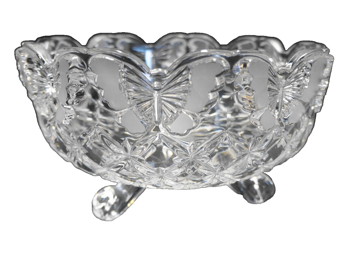 Hofbauer Papillon Butterfly Crystal Bowl 3 Toed 8 IN