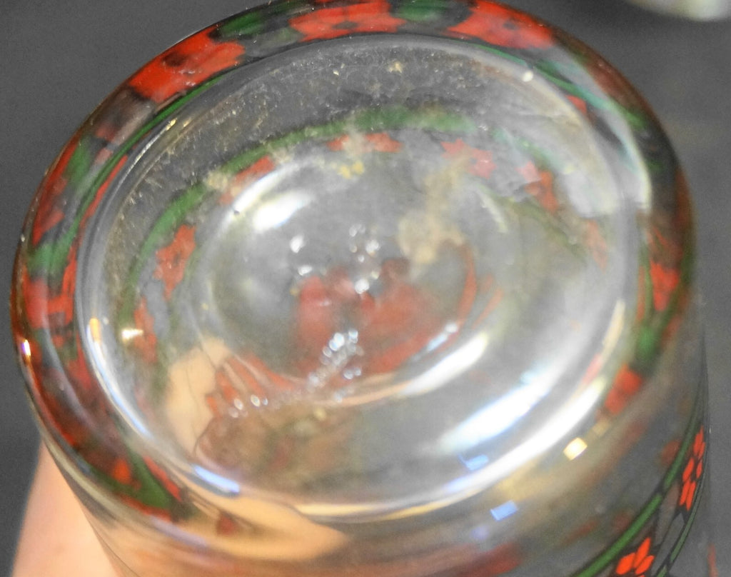 Season s Greetings Stained Glass Red Green Tumblers Set of 4 Christmas