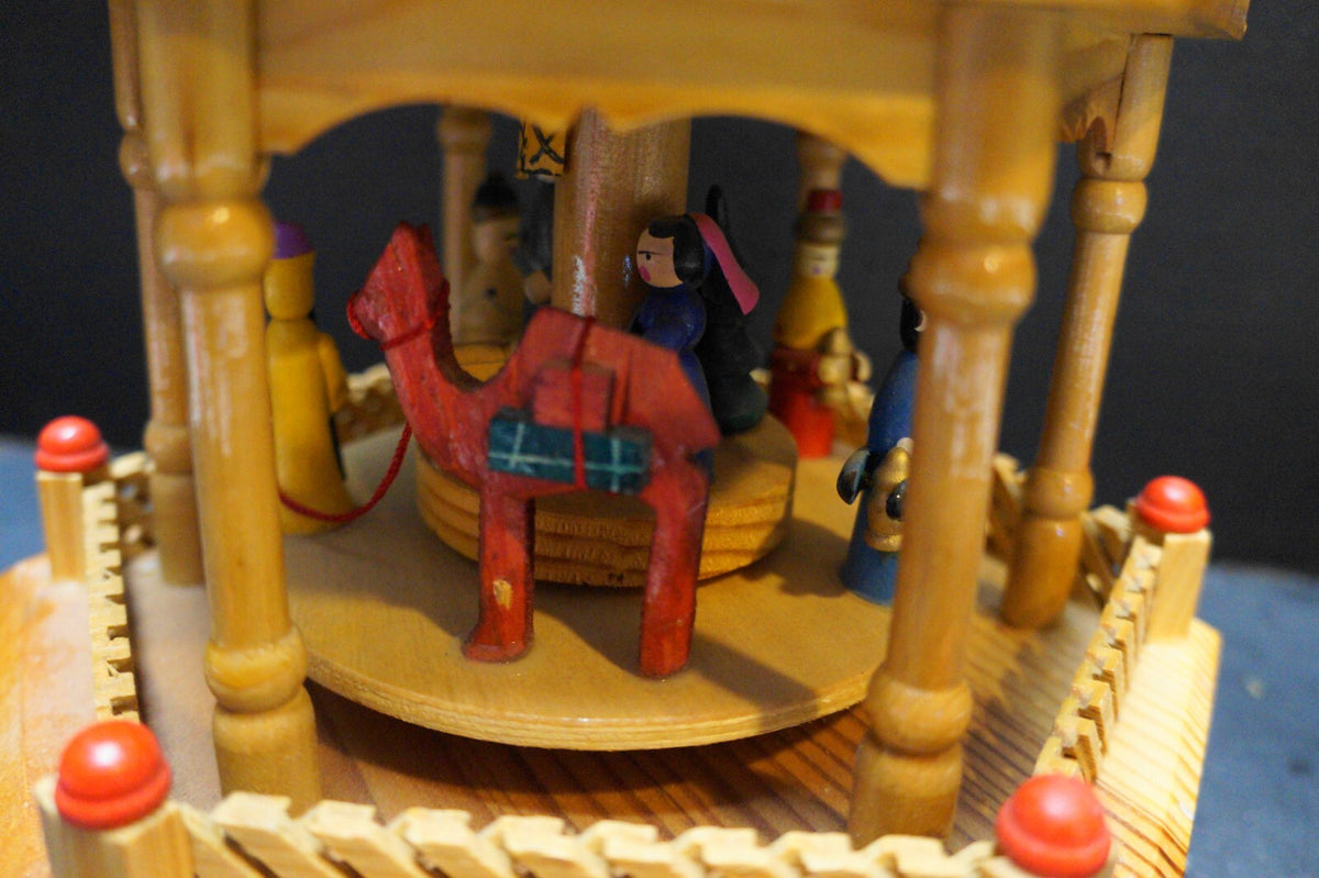 Germany Nativity Carousel Wood Hand Painted Vintage Incomplete
