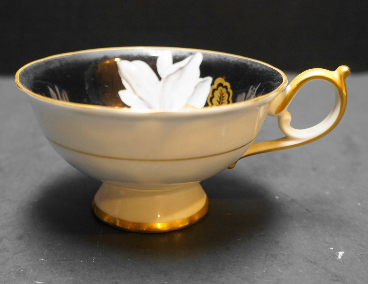 Royal Bayreuth Black White Gold Floral Teacup US Zone
