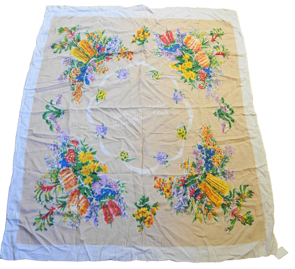 Western Australia The Wildflower State Small Tablecloth Beige Background Floral