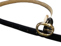 Liz Claiborne Black Bonded Leather Belt 2001 Medium Gold Tone Buckle