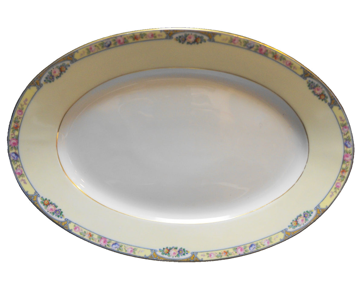 Thomas Germany 3816 Oval Platter 15" Floral Band Cream Rim Scrolls