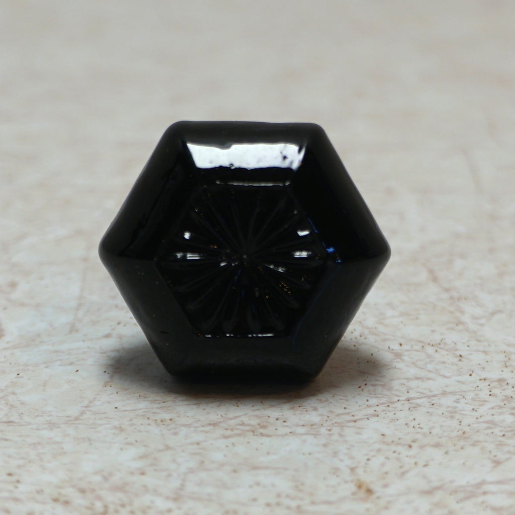 Reproduction Black Depression Glass Cabinet Knob Drawer Pull Self Screw