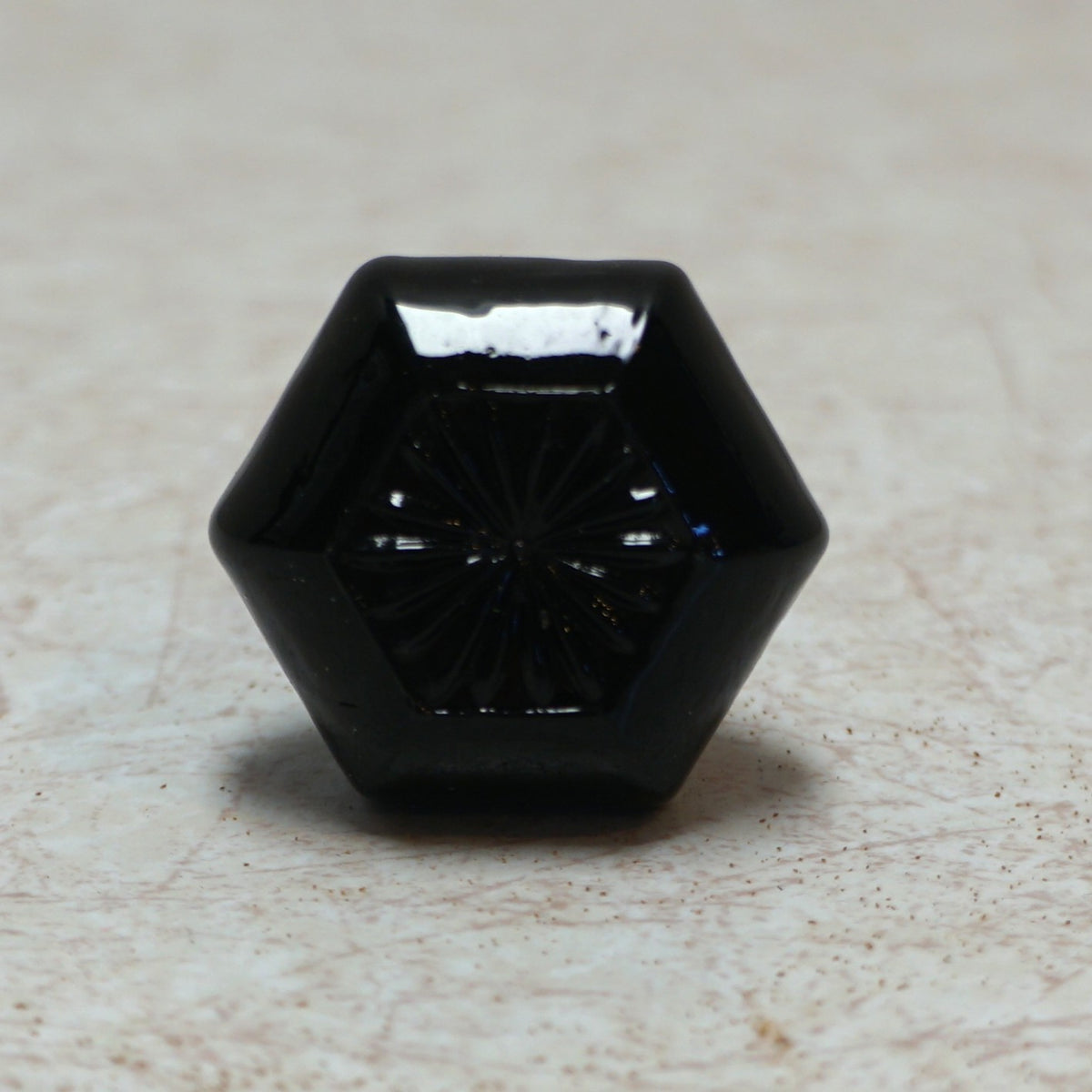 Reproduction Black Depression Glass Cabinet Knob Drawer Pull Self Screw