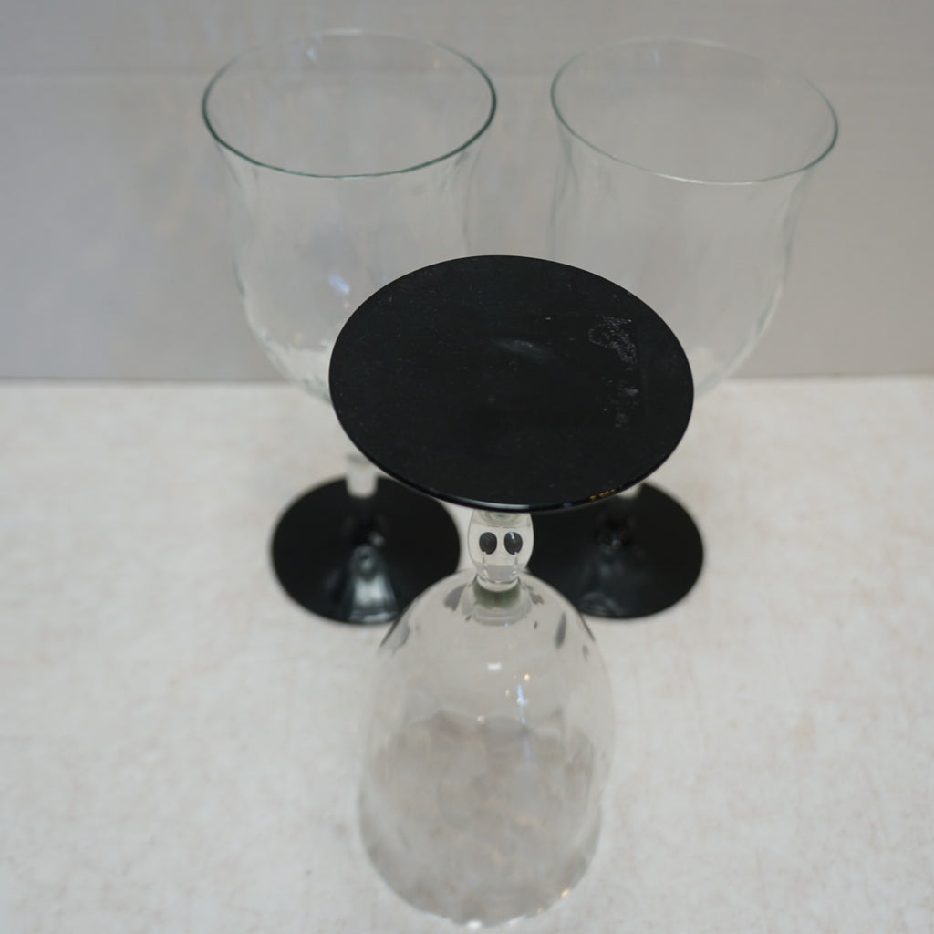 Weston Diamond Optic Black Amethyst Foot Water Goblets Set of 3 3345-9