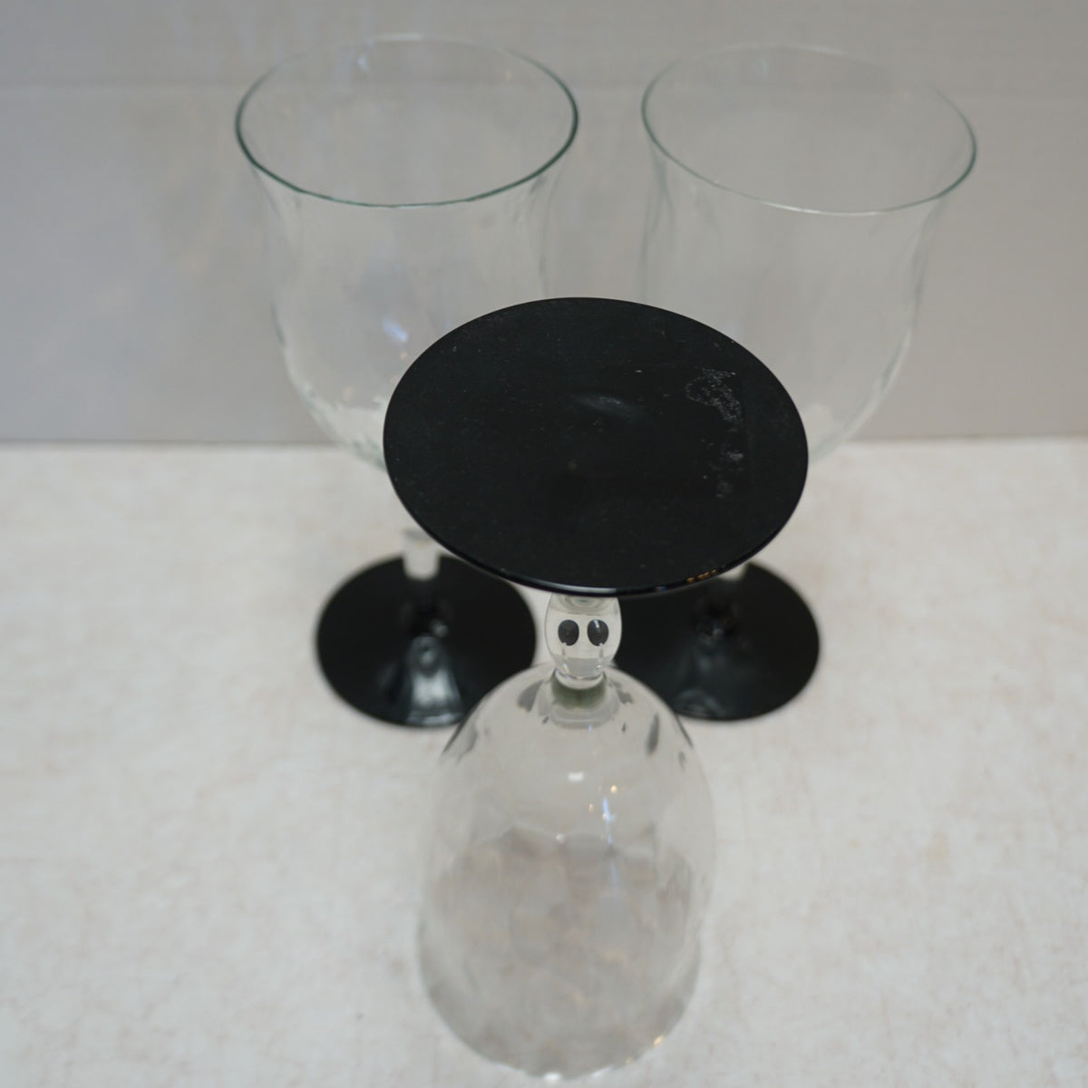Weston Diamond Optic Black Amethyst Foot Water Goblets Set of 3 3345-9
