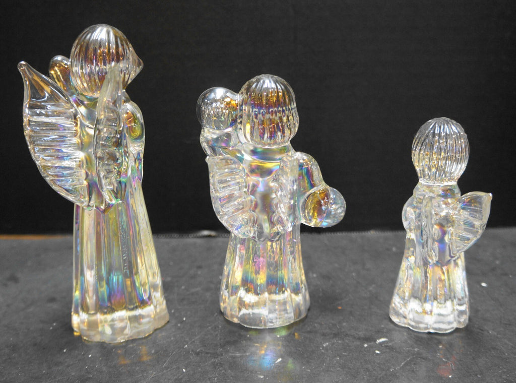 SIlvestri Iridescent Glass Angels Musical Instruments Trio Figurines Tawian