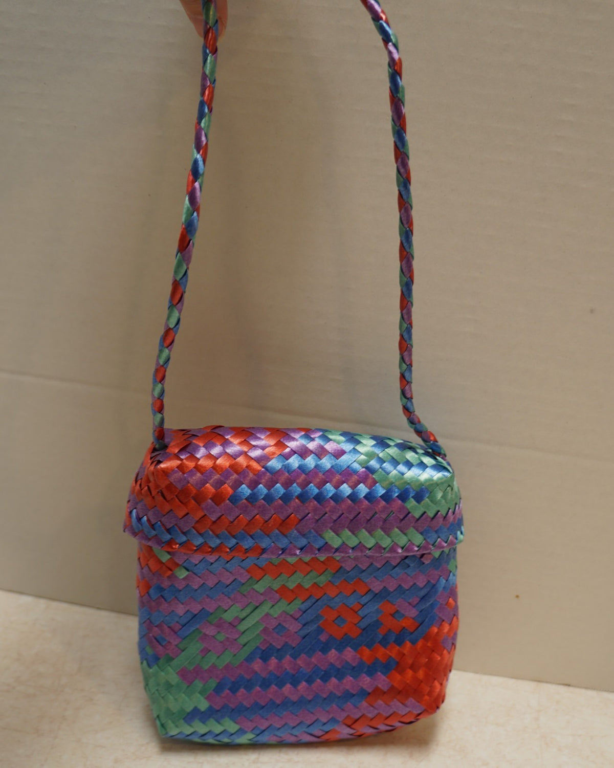 Bright Woven Oaxaca Mexican Clamshell Mini Purse Blue Red Green Purple