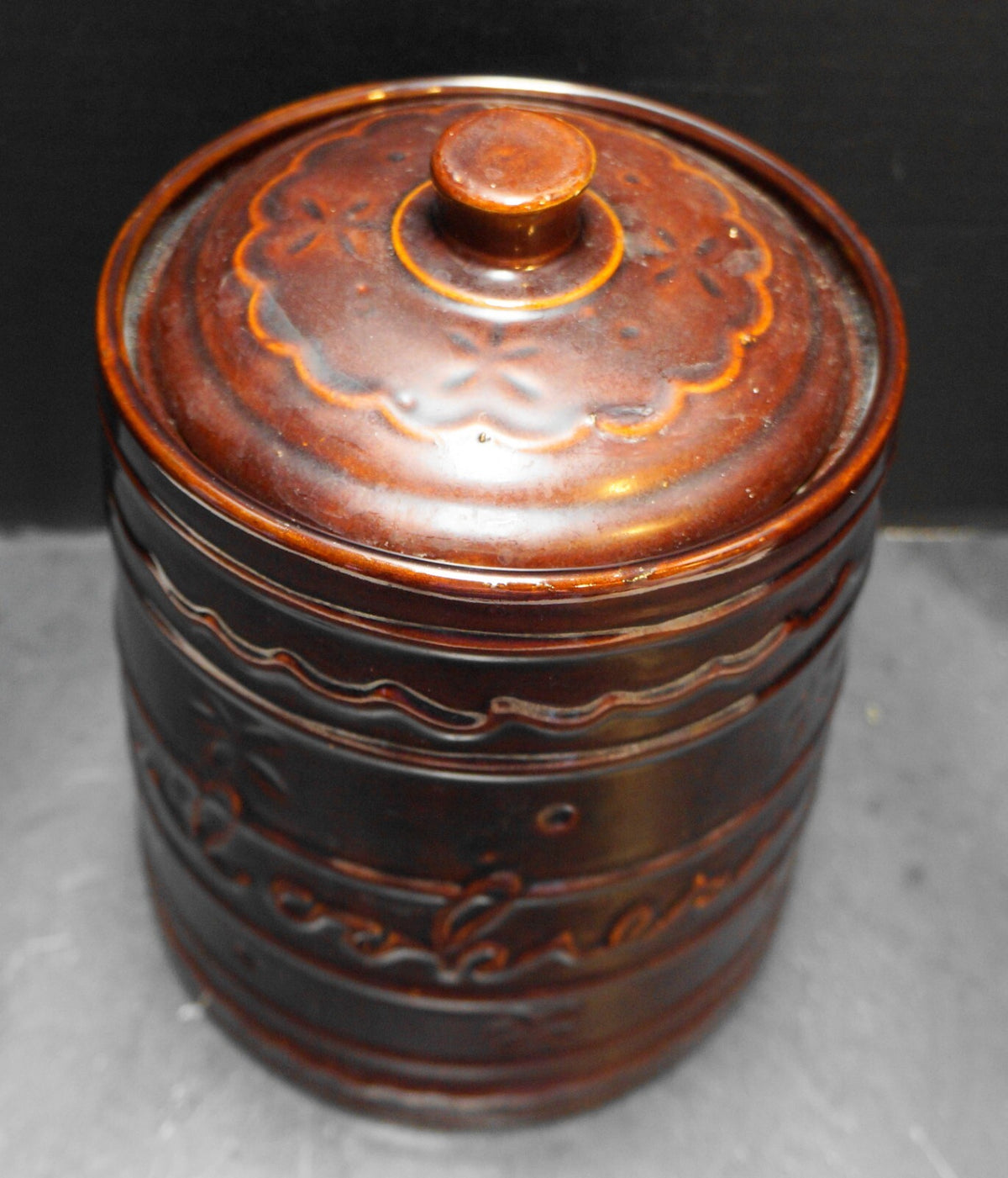 Marcrest Stoneware Brown Daisy Dot Cookies Cookie Jar