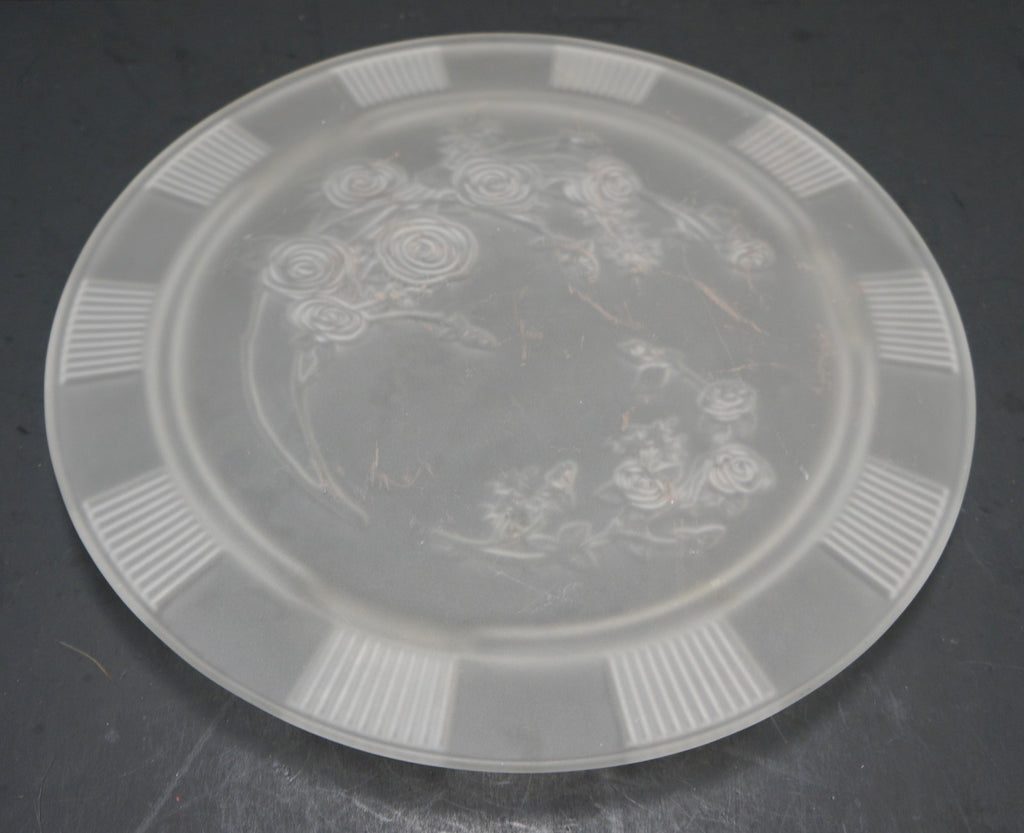 Federal Glass Sharon Rose Frosted Satin Cake Plate
