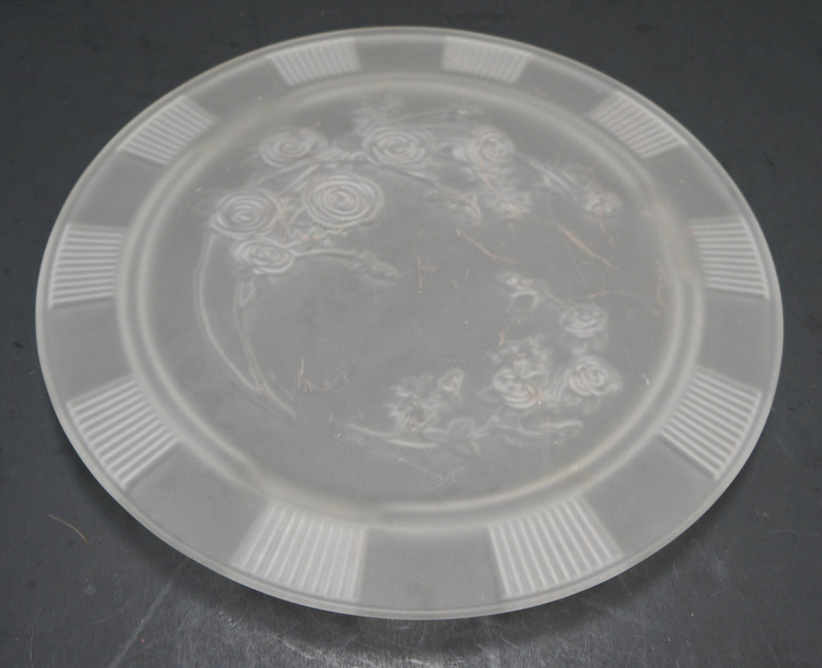 Federal Glass Sharon Rose Frosted Satin Cake Plate