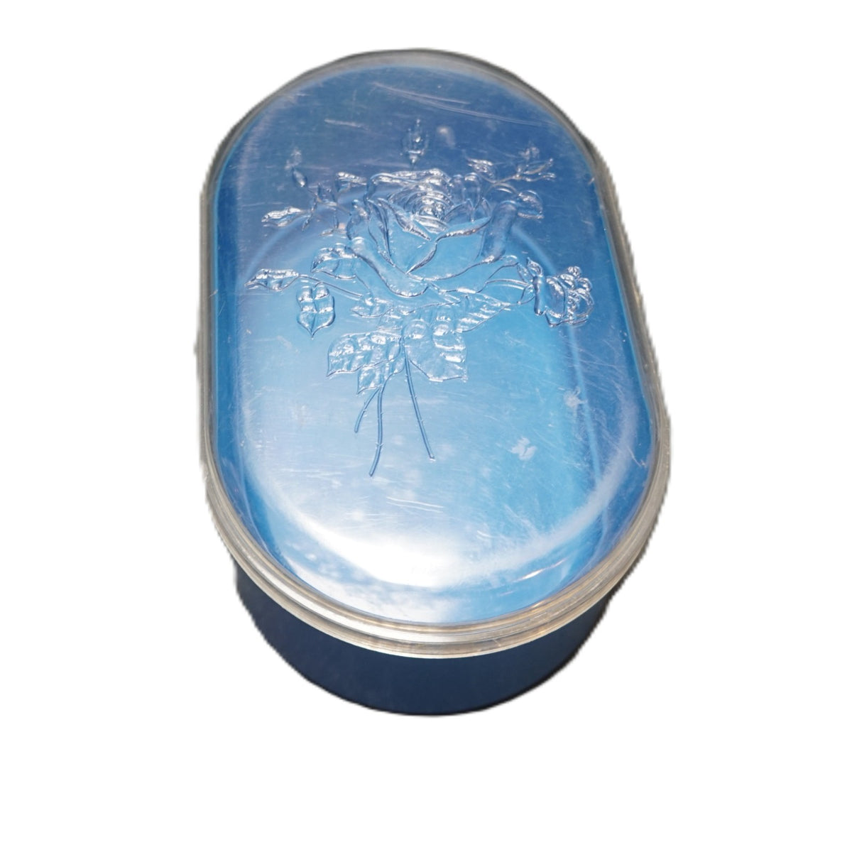 Wil-Hold Wilson Manufacturing Plastic Oval Box Blue Clear Rose Lid
