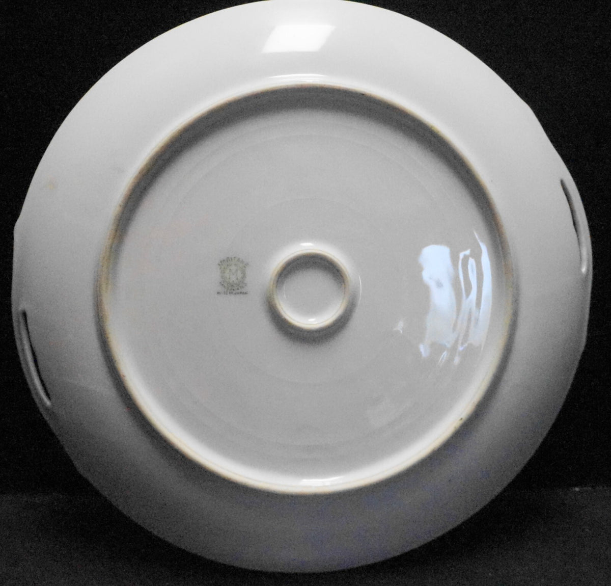 Noritake Morimura Art Deco Cake Plate Green Rim Flowers