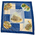 Italy Souvenir Scarf Tourism Scenes Blue and White Polyester