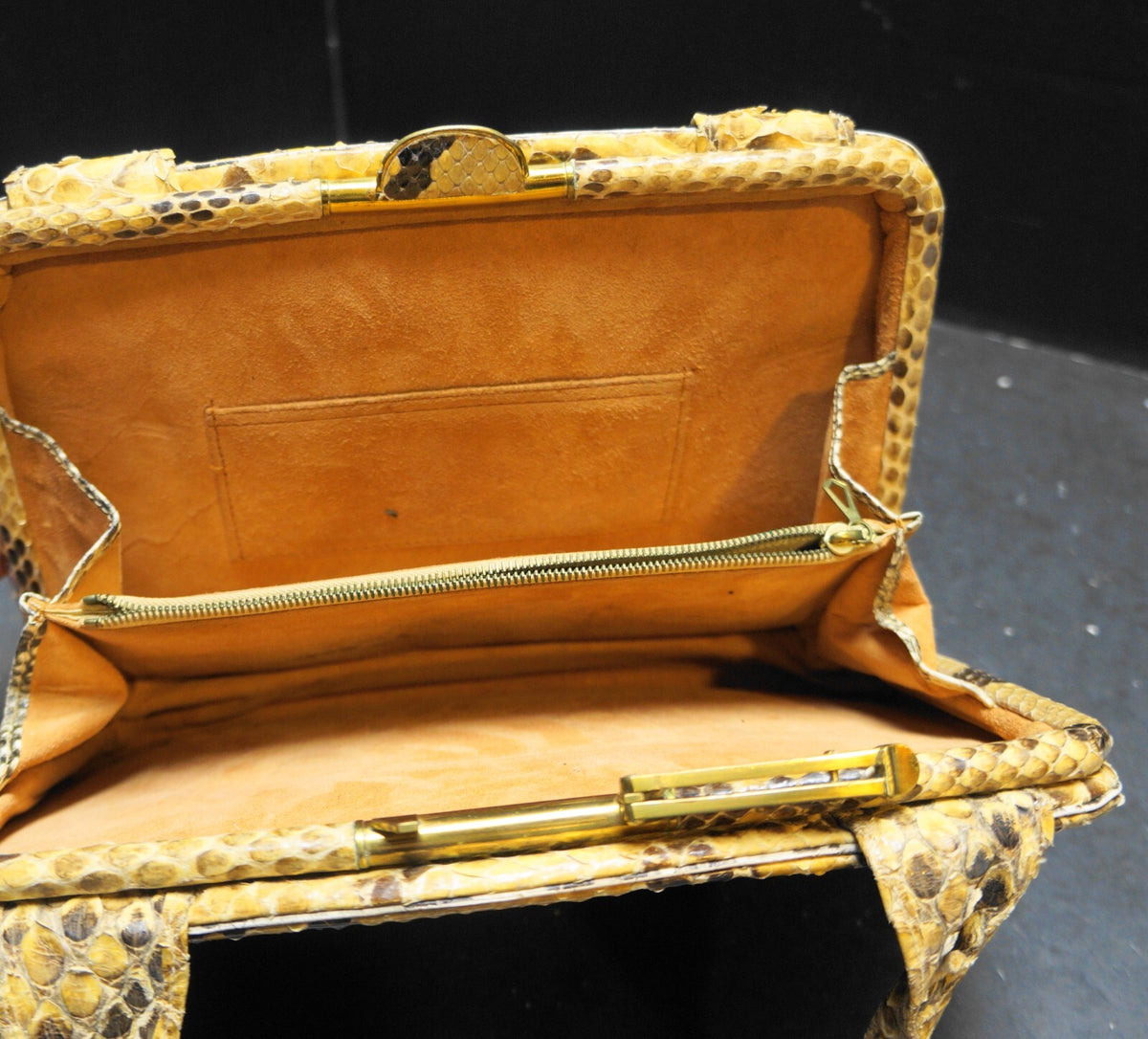 Vintage Python Snakeskin Tan Brown Handbag Purse