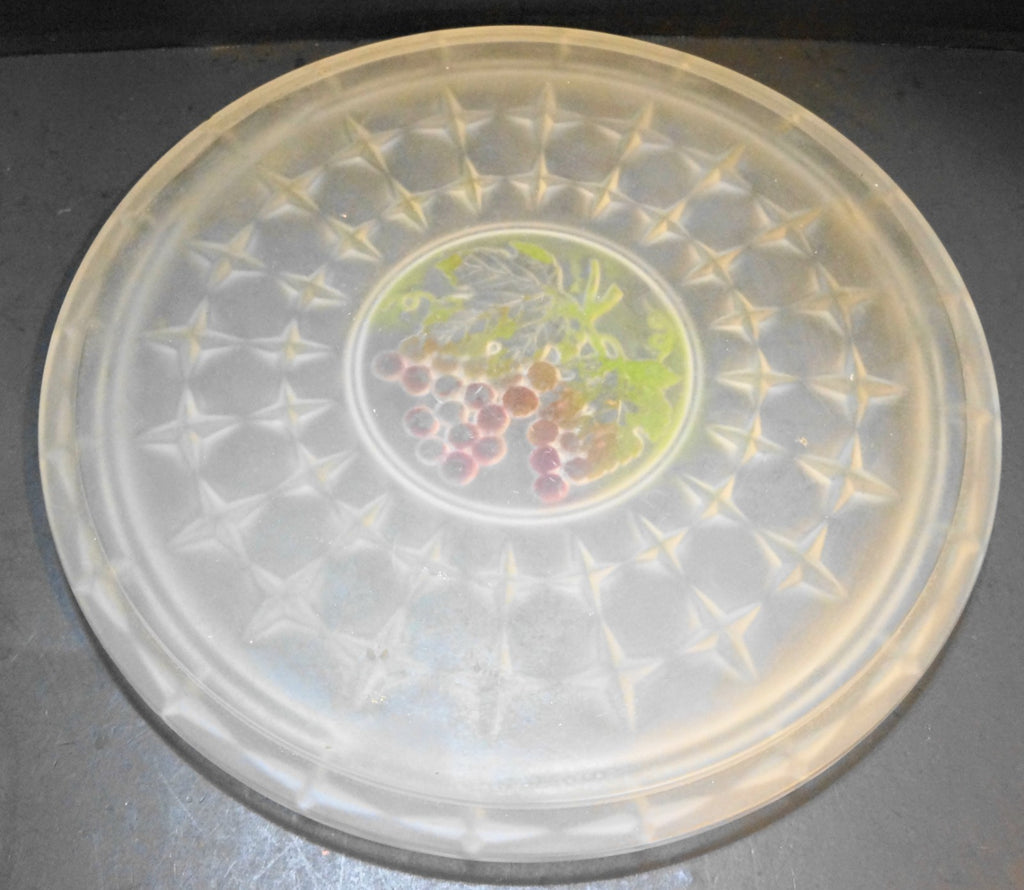 Indiana Glass Constellation Frosted Grape Intaglio Footed Cake Plate