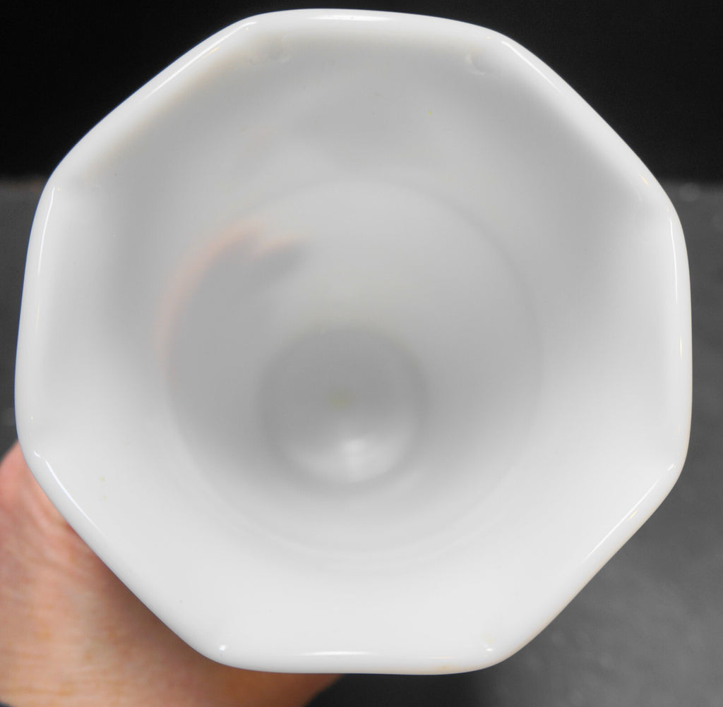 Hazel Atlas Milk Glass Florist Vase Ruffle Top Fine Ribbed