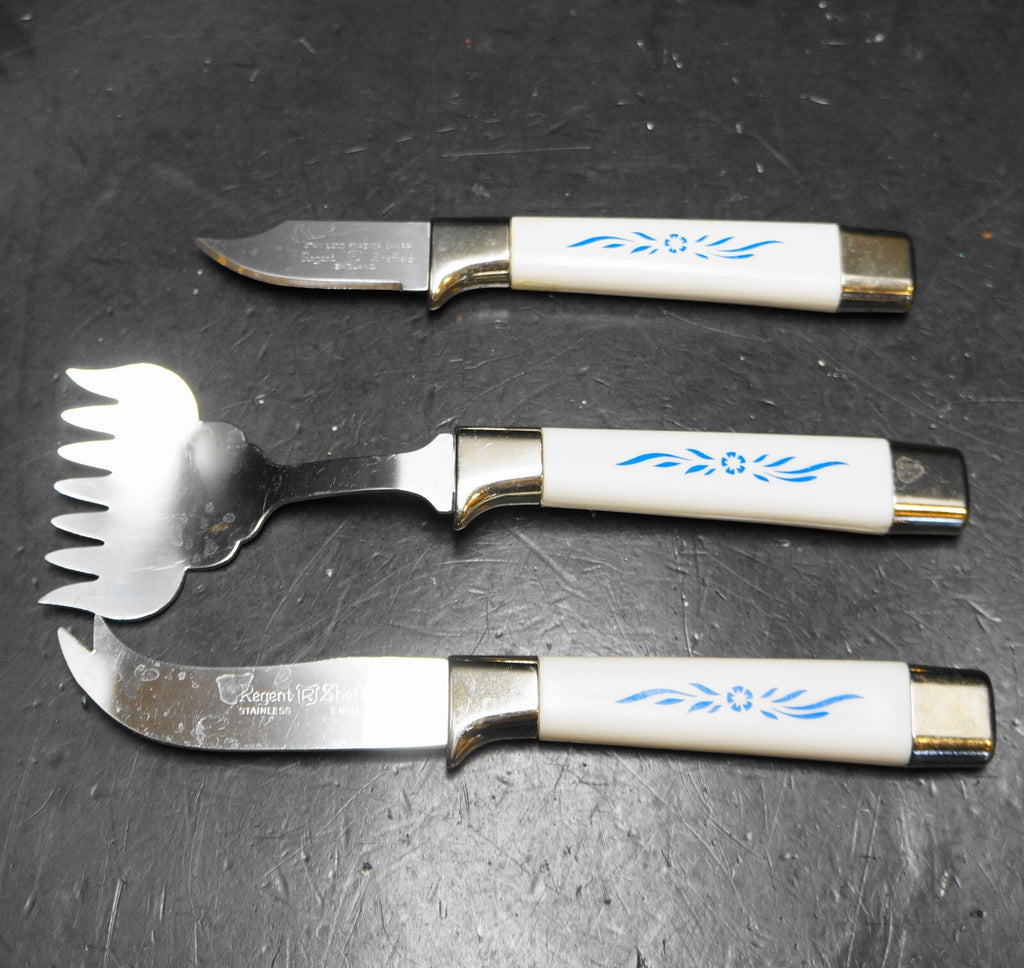 Cornflower Handle Regent Sheffield Cheese Pick Knife Sardine Server