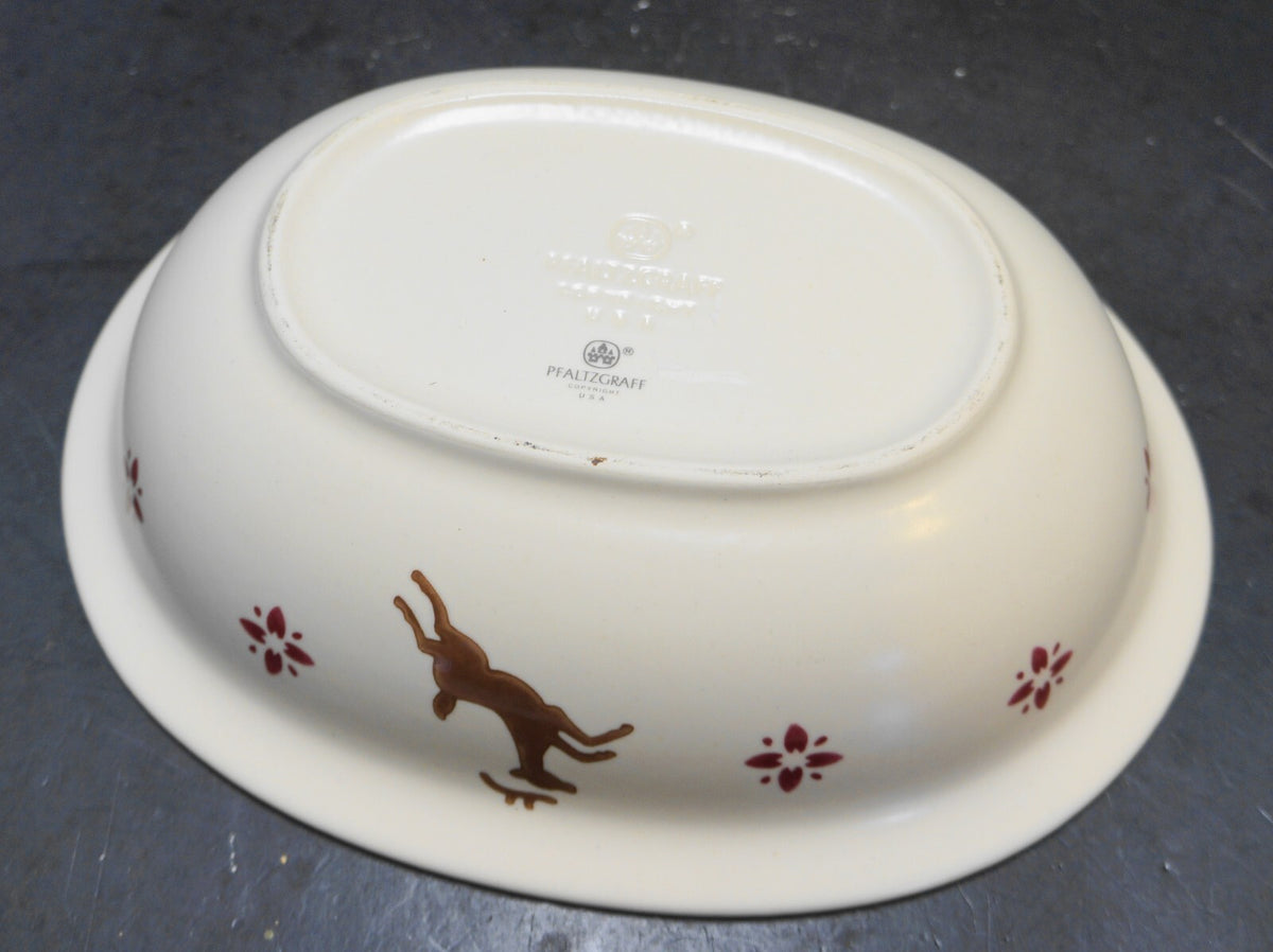 Pfaltzgraff Nordic Christmas Oval Vegetable Bowl Reindeer