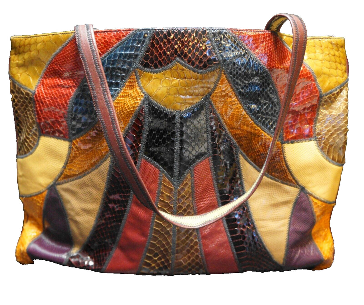 Original by Caprice Snakeskin Patchwork Tote Bag Purse