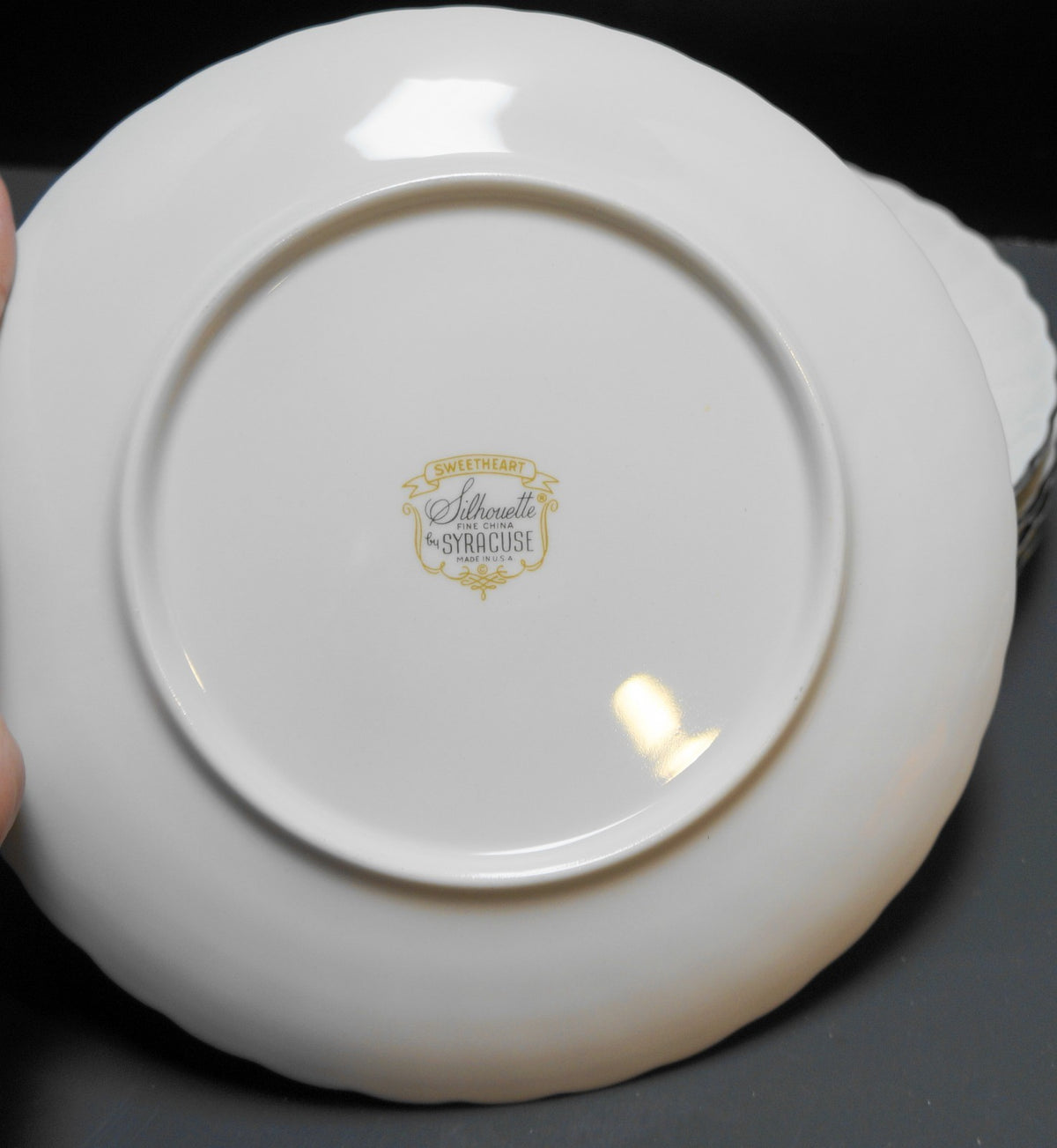 Syracuse Sweetheart 8 1/4" Salad Plates Set of 6 Silhouette Fine China