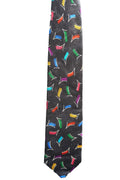 Pierre Balmain Black Multicolor Abstract Silk Necktie