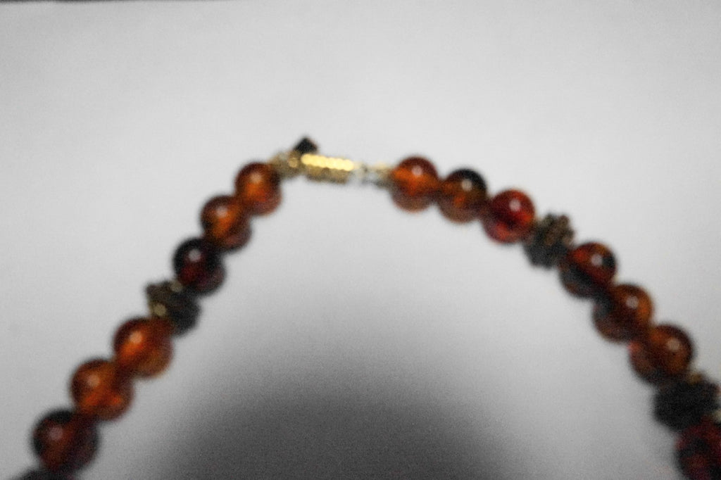 1928 Jewelry Amber Lucite Pendant Beads Necklace